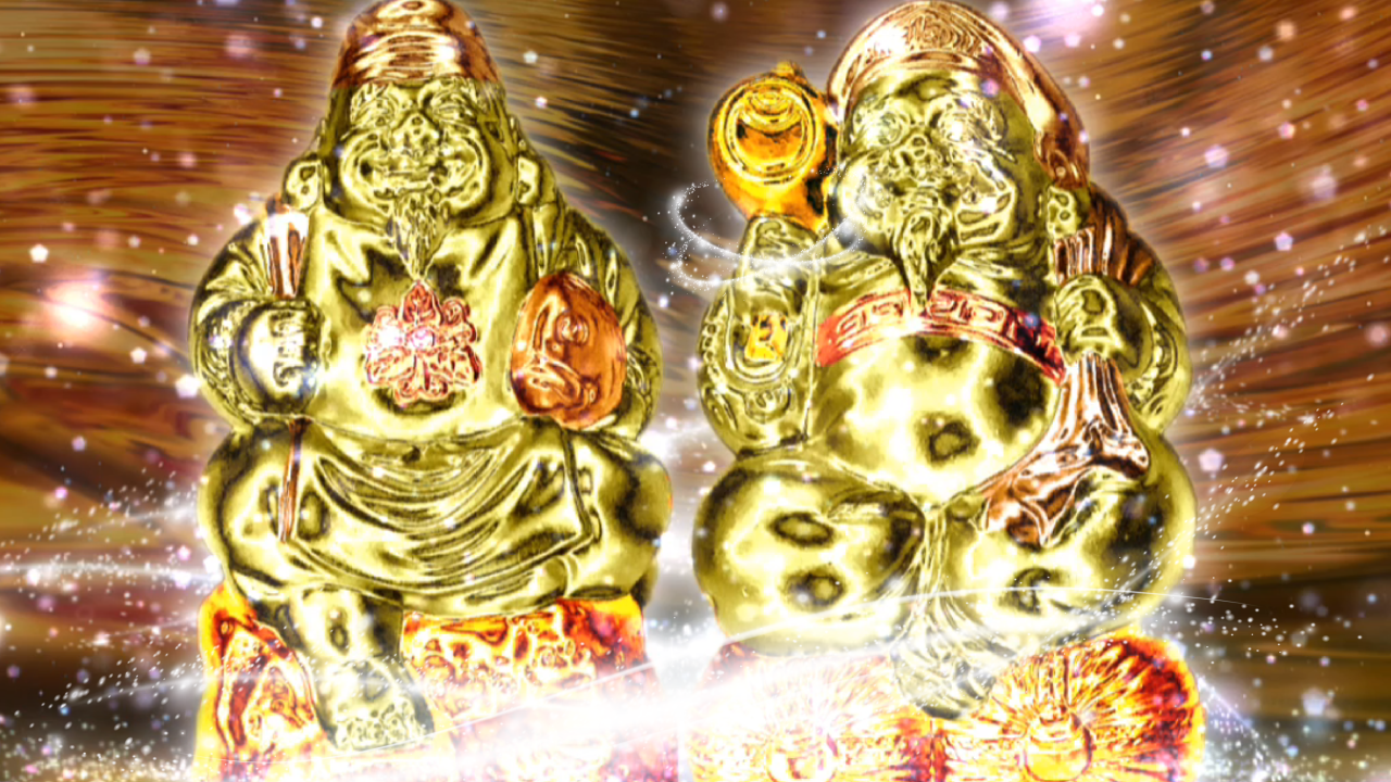 abundance goc,七福神,大黒,恵比寿,恵比須像,福の神,金運上昇,瞑想,daikokuebisu,ebisu,abundancia,サムネ